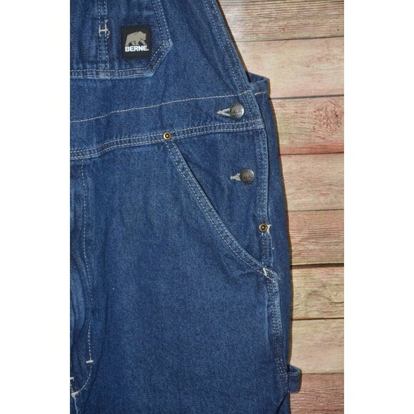 Berne Apparel Bib Overalls Carpenter Style Hammer Hook Men’s Size 40x30 Blue - Picture 4 of 12